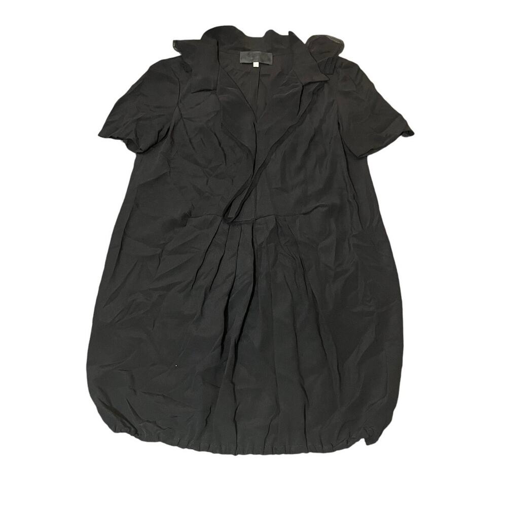 Poustovit silk‎ top dress black mini collar womens size 6